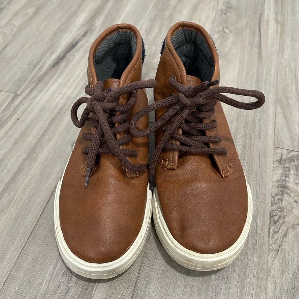 Nautica brown leather shoes, boys size 1, EUC